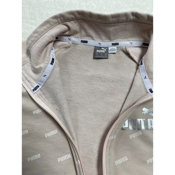 Puma 1/4 Zip Pullover Puma Branded Bodice Solid Sleeves Size Large - Picture 4 of 13